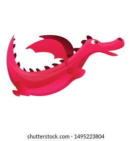 Flying red dragon icon. Cartoon of flying red dragon vector icon for web design isolated on white background