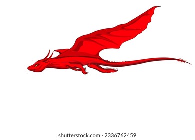 a flying red dragon, on an empty background