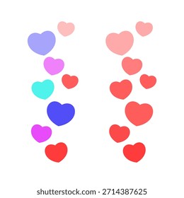Flying red hearts. Blogging. Stream. Likes online. Social media concept. Vector illustration.