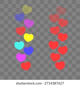 Corazones rojos voladores. Blogueando. Corriente. Me gusta en línea. Concepto de medios sociales. Ilustración vectorial.