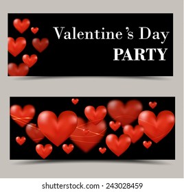 Flying red hearts Happy Valentine's Day, great for your design