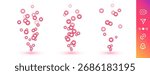 Flying red hearts sign. Set web icons. Web symbols, like signs, elements, app, ui. Social media concept. Vector