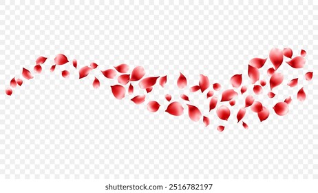Flying red rose petals element decoration freshening in nature background. botanical vector aroma
