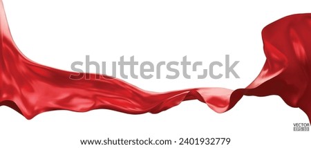 Flying red silk textile fabric flag background. Smooth elegant red Satin Isolated on white Background for grand opening ceremony. Red curtain. 3d vector illustration