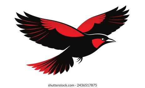 flying red winged blackbird portrait vector illustration 