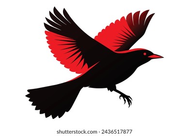 flying red winged blackbird portrait vector illustration 