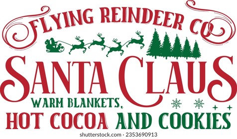 Flying Reindeer Santa Clause - Christmas Design