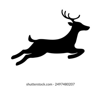 Flying rendeer silhouette icon. Clipart image isolated on white background