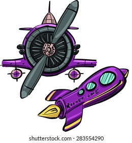 flying retro plane.vector.illustration.isolated on white