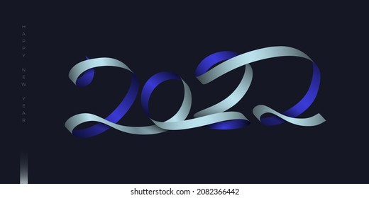 Flying ribbon forms the number 2022 for year of 2022. good template for new year design.