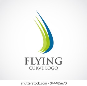 Flying of ribbon sail abstract vector and logo design or template curve business icon of company identity symbol concept