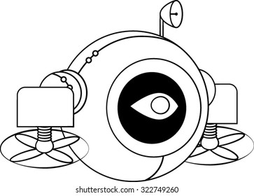 Flying Robot - Cartoon - Vector - Illustration