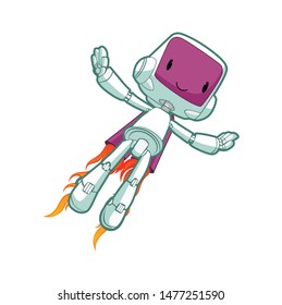 flying robot character vector design