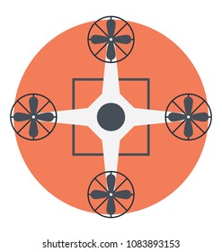 A flying robot, modern popular technology these day, flat icon design
