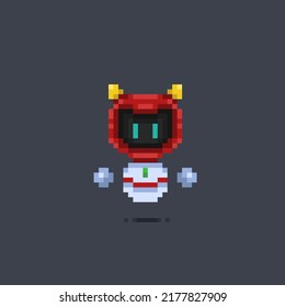 flying robot in pixel art style