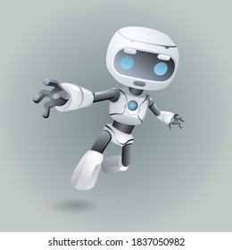 Flying robot technology science fiction future design 3d vector illustration