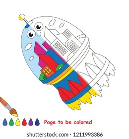 Flying Rocket City to be colored, the coloring book for preschool kids with easy educational gaming level.