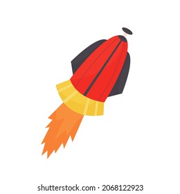 flying rocket clip-art. Spaceship. Flying into orbit. An isolated item on a white background. Vector illustration, cartoon