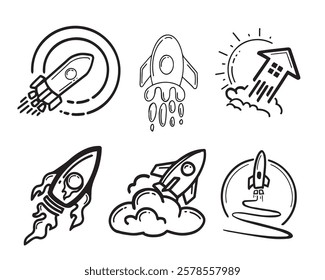 flying rocket drawn art set illustration inspiration