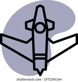cohete volador, ilustración de icono, vector sobre fondo blanco