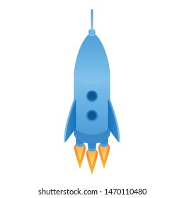 Flying rocket icon. Isometric of flying rocket vector icon for web design isolated on white background