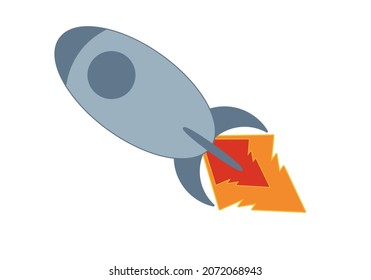 flying rocket icon, kawai style