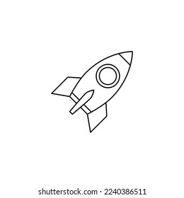 Flying rocket icon in line style icon, isolated on white background