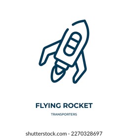 Flying rocket icon. Linear vector illustration from transporters collection. Outline flying rocket icon vector. Thin line symbol for use on web and mobile apps, logo, print media.