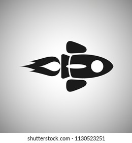 Flying Rocket icon on white isolated background. Vector element for your design.