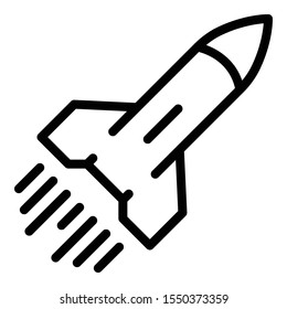 Flying rocket icon. Outline flying rocket vector icon for web design isolated on white background