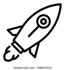 Flying rocket icon. Outline Flying rocket vector icon for web design isolated on white background