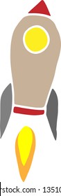 Flying rocket icon vector. Doodle design. Illustration For poster, decoration and print