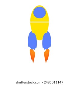 Ilustración del cohete volador, icono simple lindo del cohete, diseño del Vector
