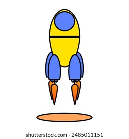 Ilustración del cohete volador, icono simple lindo del cohete, diseño del Vector