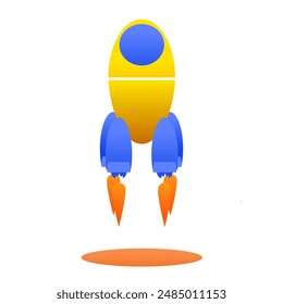 flying rocket illustration, simple cute rocket icon, vector design