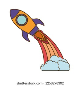 flying rocket isolated icon
