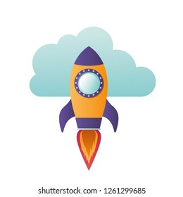flying rocket isolated icon