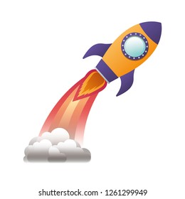 flying rocket isolated icon