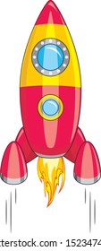Flying rocket isolated on white. Vector