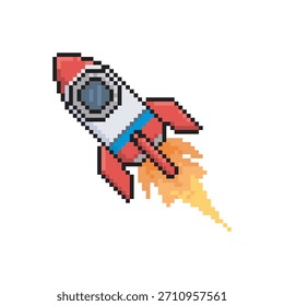 Cohete volador Jet Pixel Art