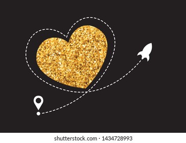 Flying Rocket on a Heart Shaped Dotted Route