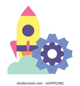 flying rocket on white background vector illustration design