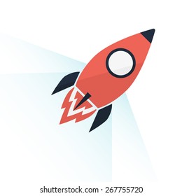 flying rocket, the rocket on a white background