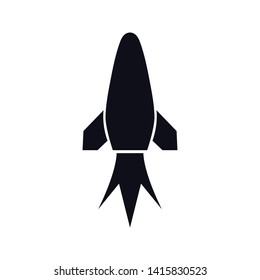 Flying rocket ship with fire. Flat line icon. Space travel. Project start up sign.