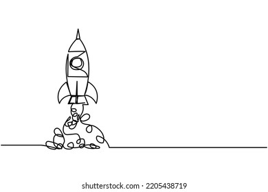 flying rocket single continuous line illustration vector design