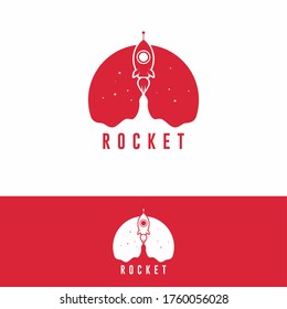 Flying rocket with smoke red pink color