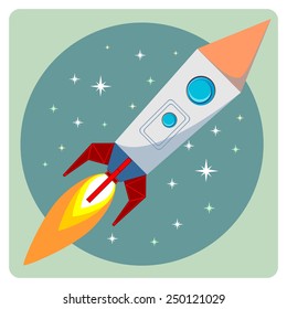 Flying Rocket with space for text, Stock Vector illustration