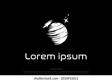 Flying Rocket Space Universe for Science Technology Logo Design Vector