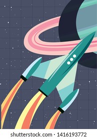 flying rocket space vector ilustration vector ilustration