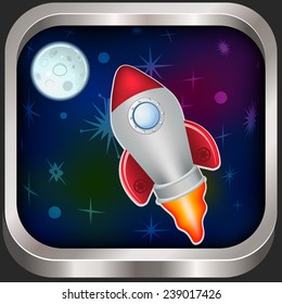flying rocket with stars background